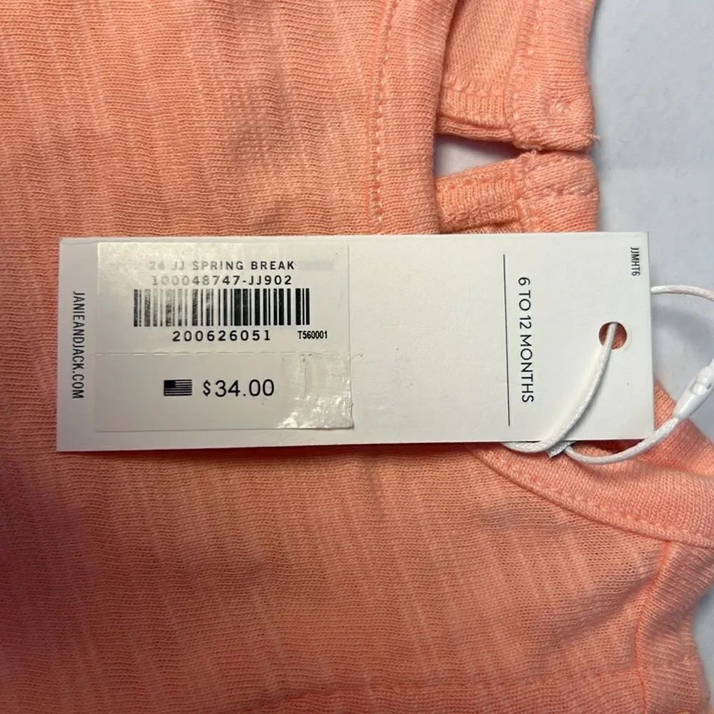 Janie and Jack 100048747 orange eyelet flutter sleeve top size 6-12 months NWT - Picture 4 of 9